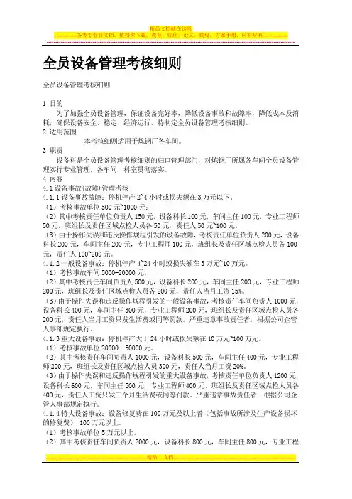 全员设备管理考核细则