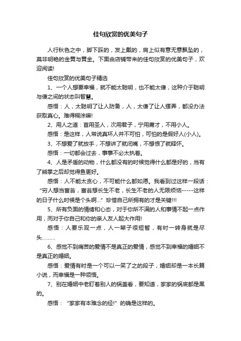 佳句欣赏的优美句子