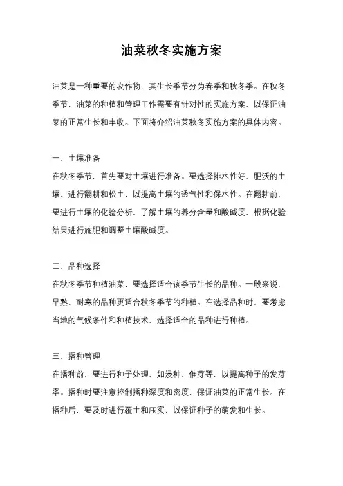 油菜秋冬实施方案