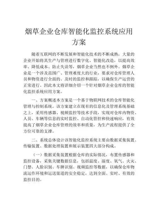 烟草企业仓库智能化监控系统应用方案