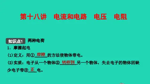 中考物理考点复习第十八讲电流和电路电压 电阻课件