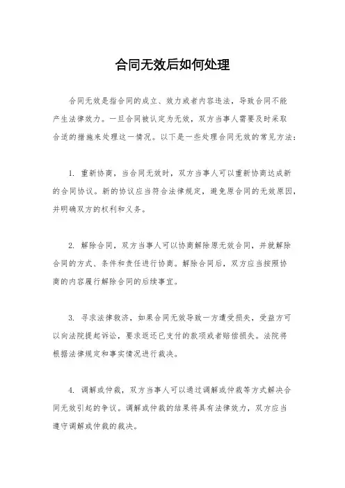 合同无效后如何处理
