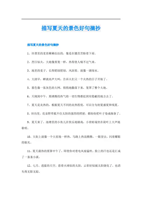 描写夏天的景色好句摘抄