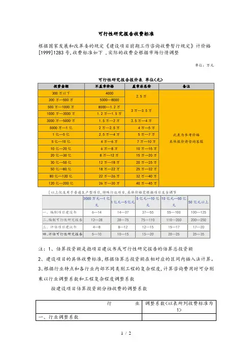国家发改委规定的可行性实施计划书收费标准[详]
