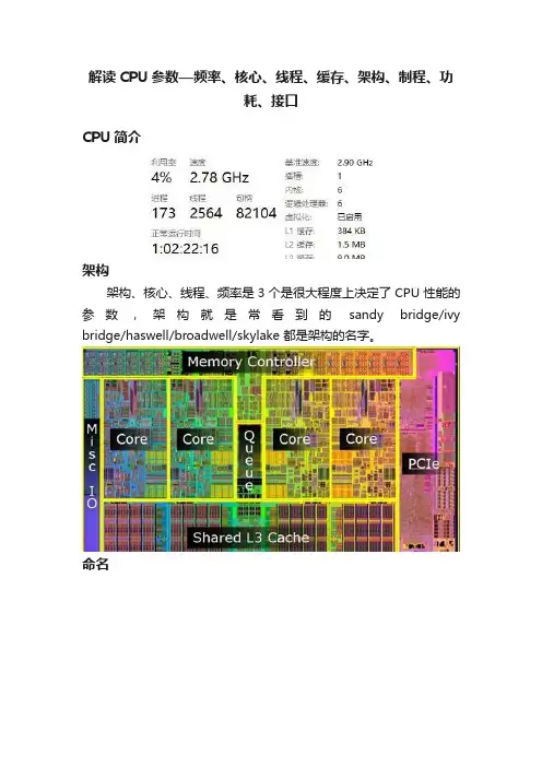 解读CPU参数—频率、核心、线程、缓存、架构、制程、功耗、接口