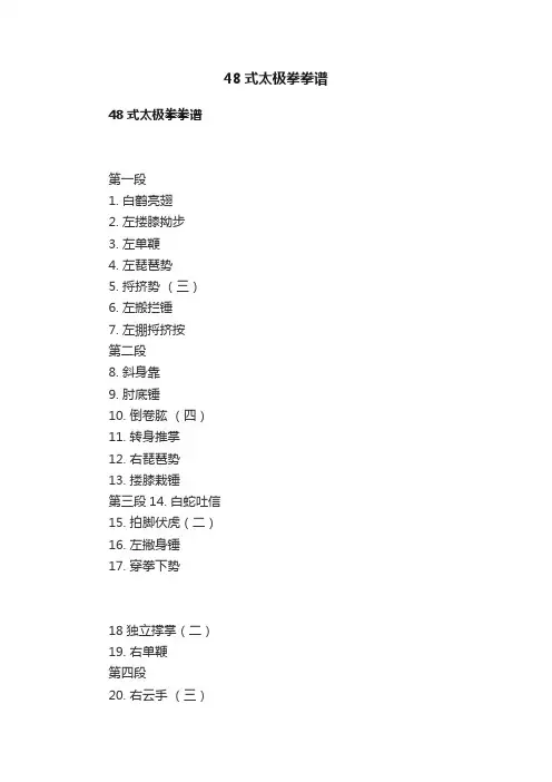 48式太极拳拳谱