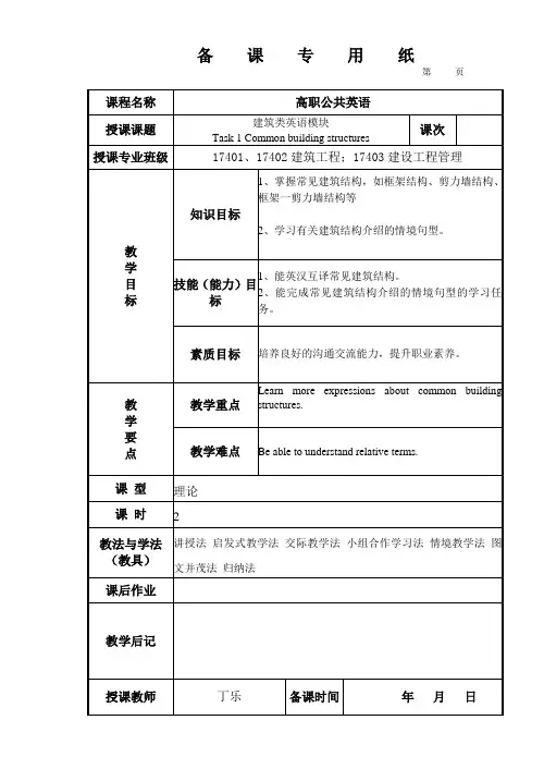 建筑类专业英语1