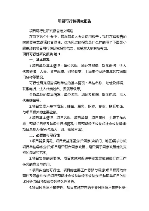 项目可行性研究报告范文精选