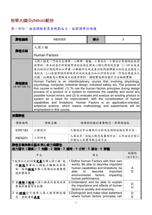 教学大纲(Syllabus)范例