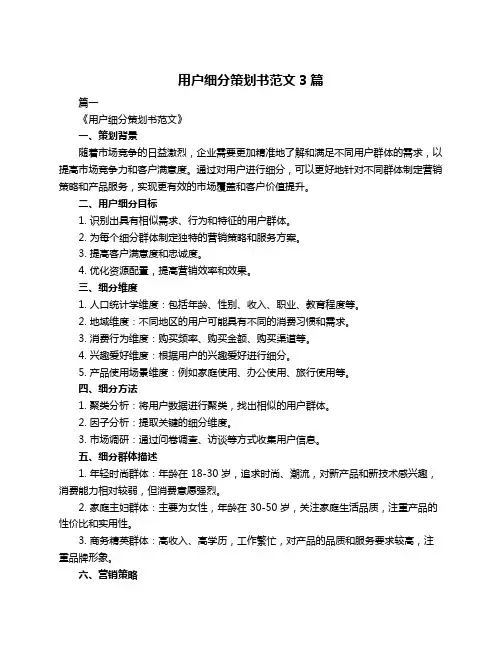 用户细分策划书范文3篇