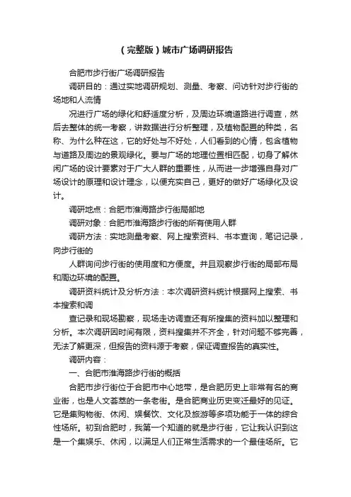 （完整版）城市广场调研报告
