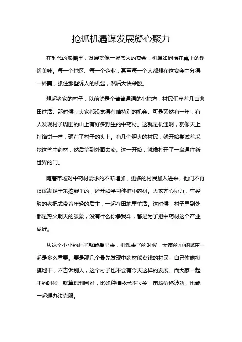 抢抓机遇谋发展凝心聚力