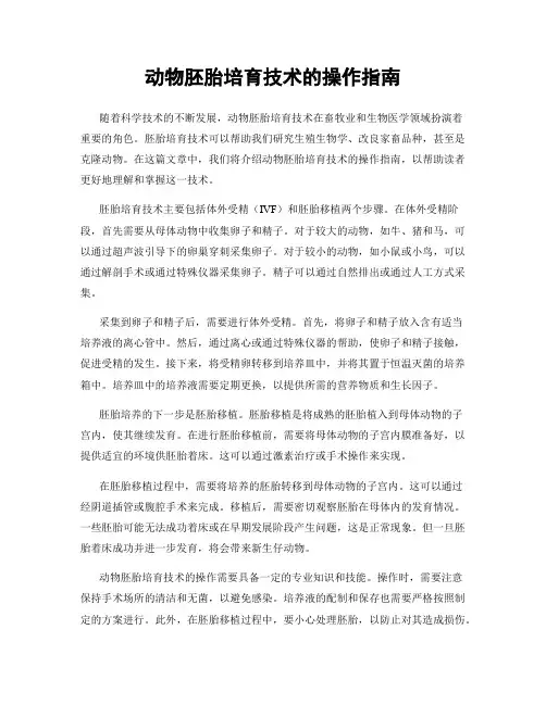 动物胚胎培育技术的操作指南