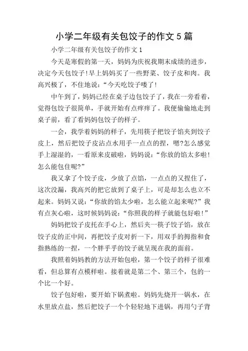 小学二年级有关包饺子的作文5篇