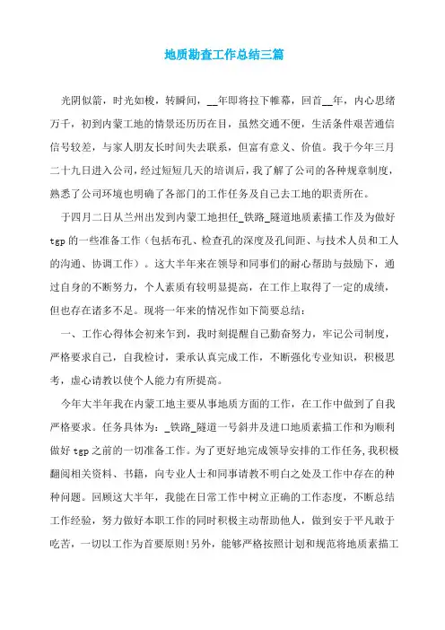 地质勘查工作总结三篇