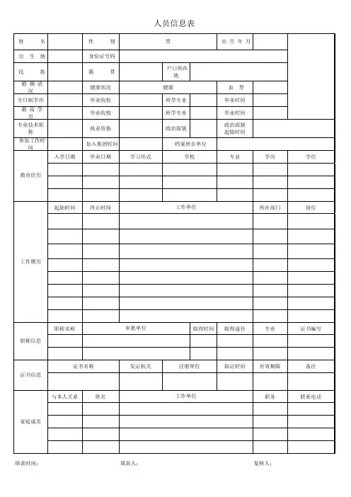 人员基本情况登记表