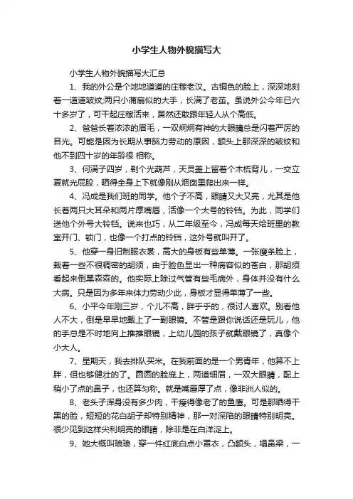 小学生人物外貌描写大