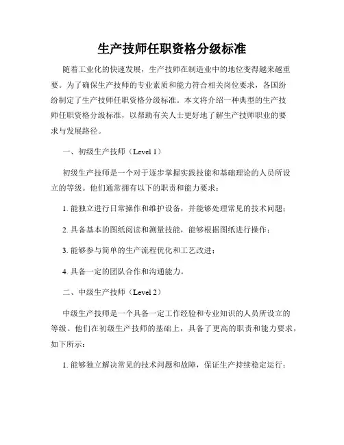 生产技师任职资格分级标准