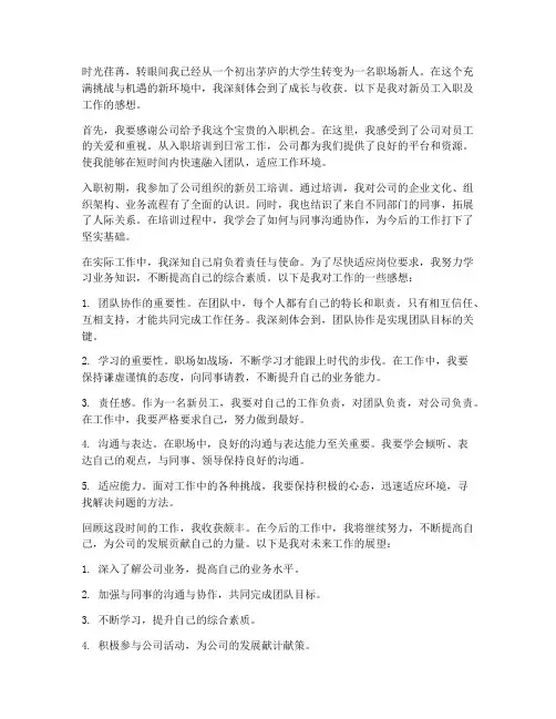 新员工入职及工作感想