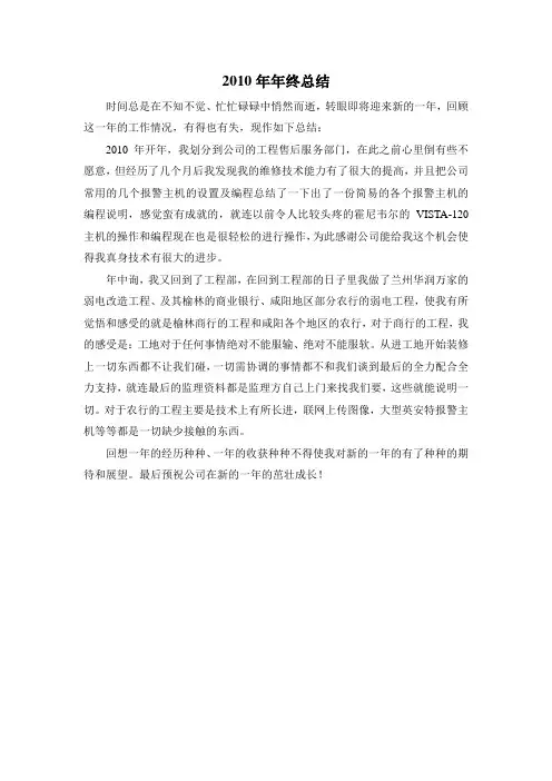 2010年终工作总结