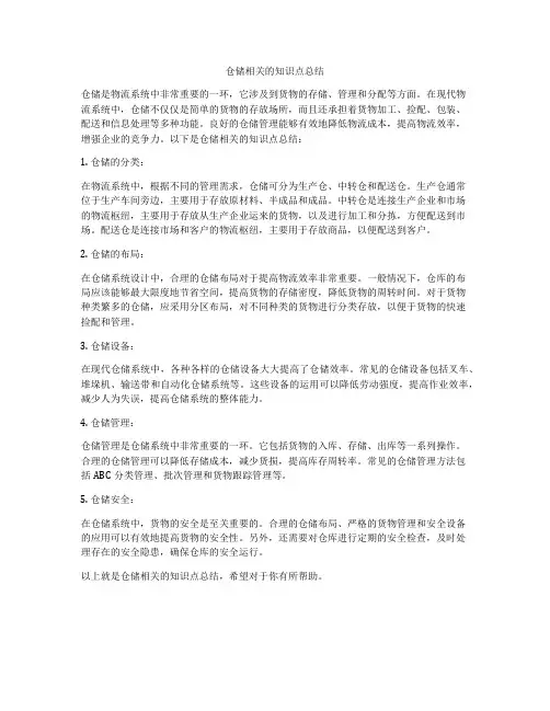 仓储相关的知识点总结