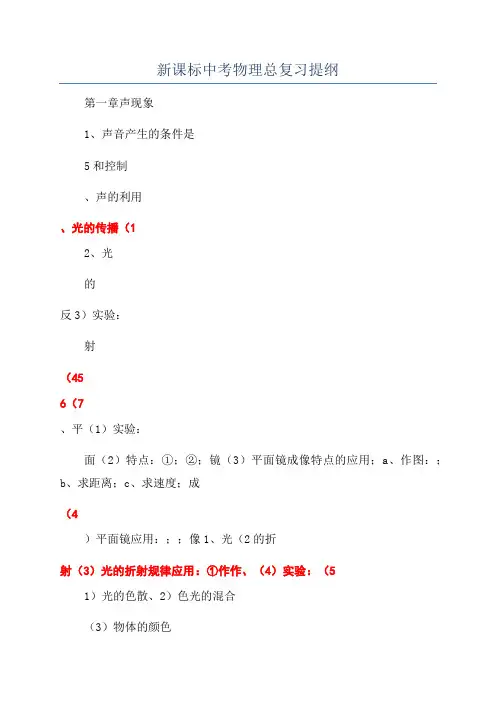 新课标中考物理总复习提纲
