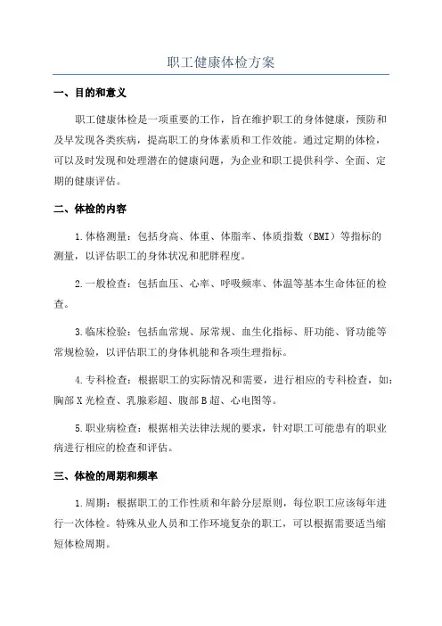 职工健康体检方案