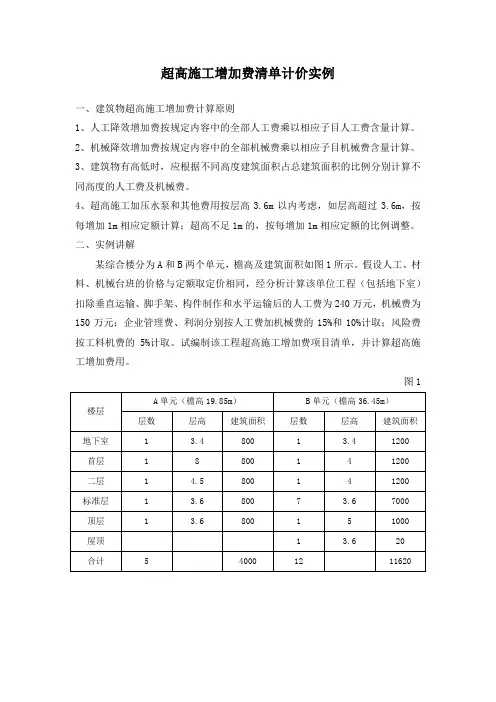 超高施工增加费清单计价实例