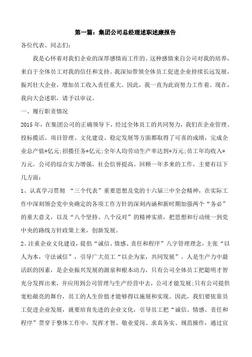 2015述职述廉报告