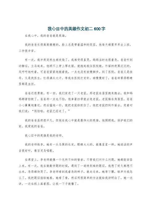 我心目中的英雄作文初二600字