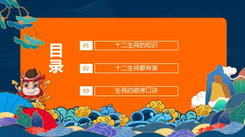 中国传统十二生肖介绍及顺序口诀PPT模板