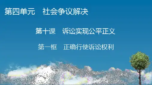 高中思想政治选择性必修第2册 第10课 第1框 正确行使诉讼权利