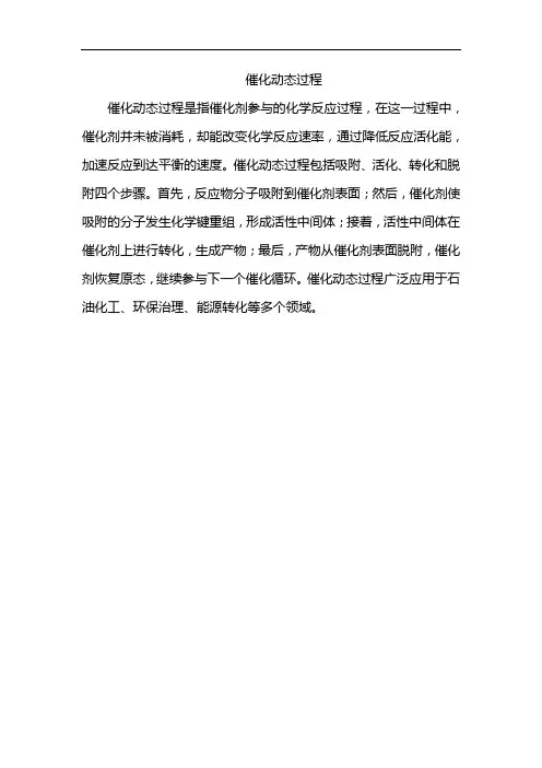 催化动态过程