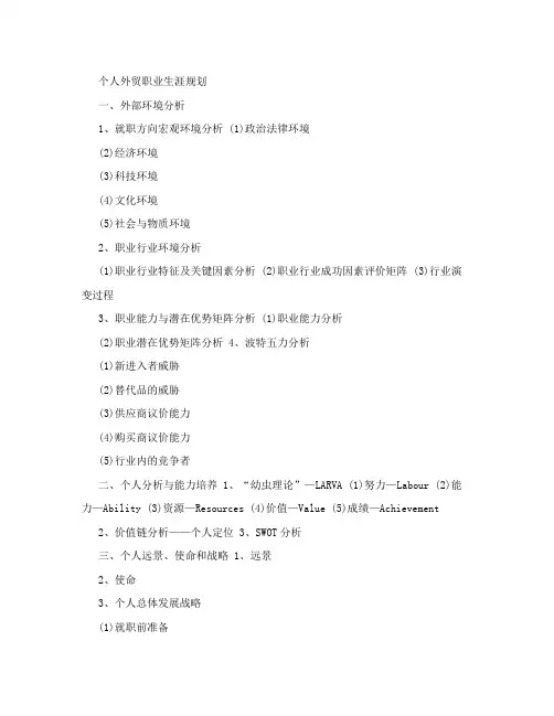 国贸专业个人外贸职业生涯规划论文