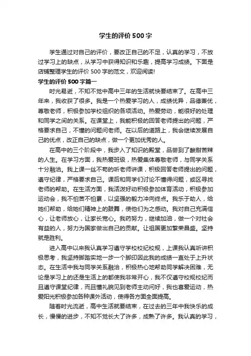 学生的评价500字