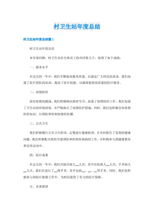村卫生站年度总结