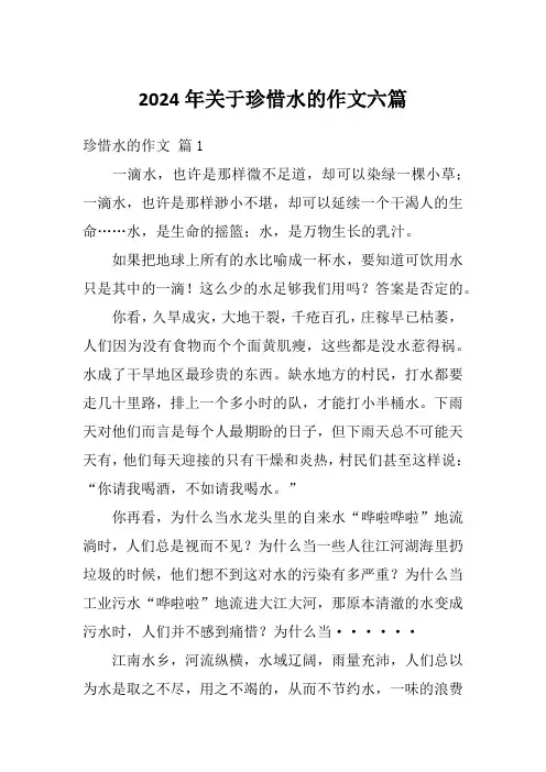 2024年关于珍惜水的作文六篇