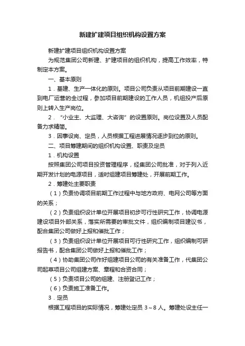 新建扩建项目组织机构设置方案