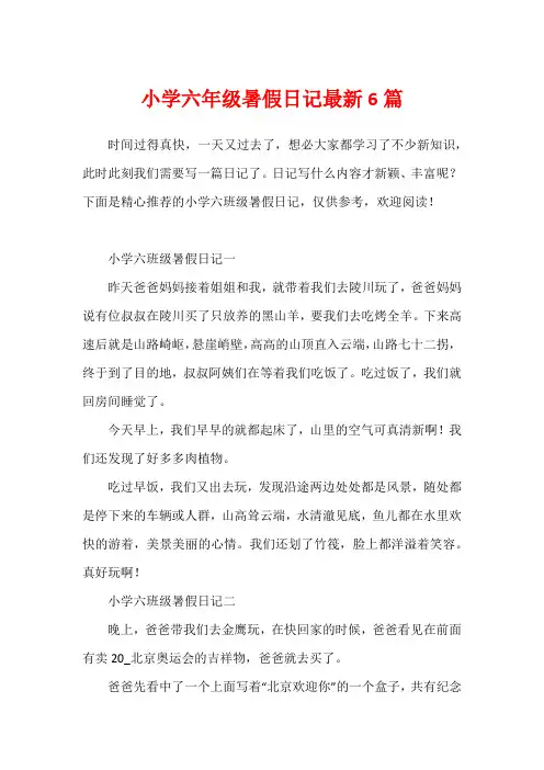 小学六年级暑假日记最新6篇