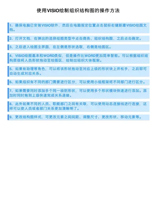 使用VISIO绘制组织结构图的操作方法