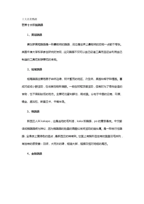 十大名贵鹦鹉