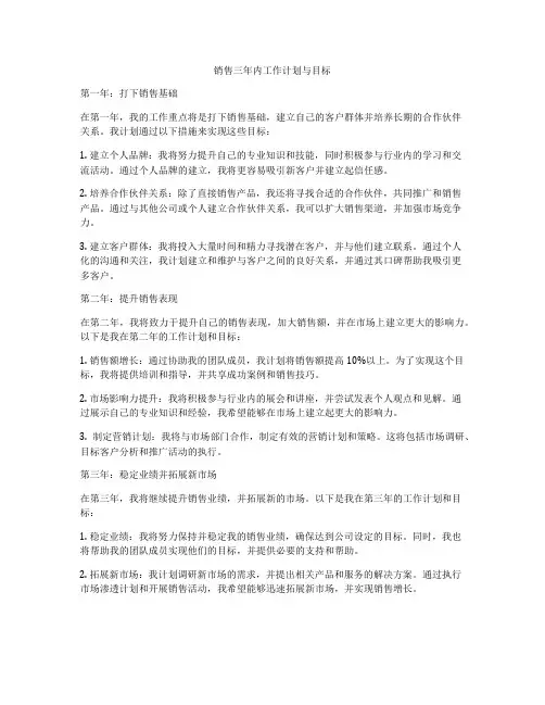 销售三年内工作计划与目标