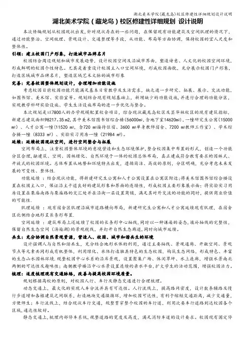 湖北美术学院(藏龙岛)校区修建性详细规划设计说明