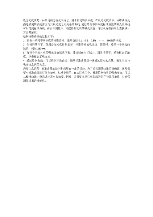 吸光光度法标准曲线是