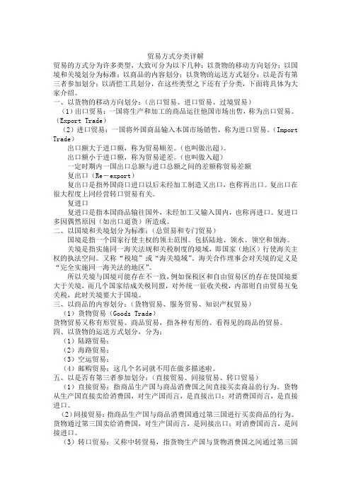 进出口贸易方式分类详解