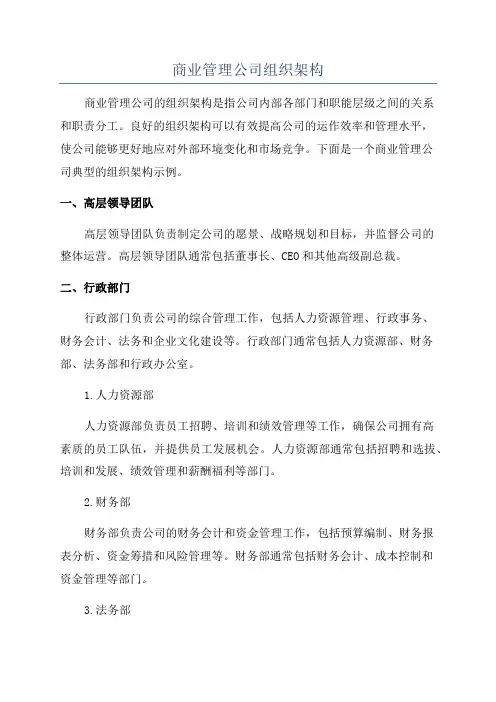 商业管理公司组织架构