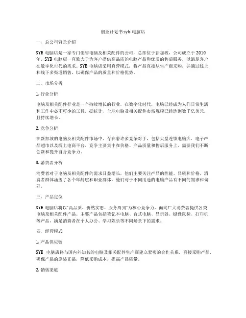创业计划书syb电脑店