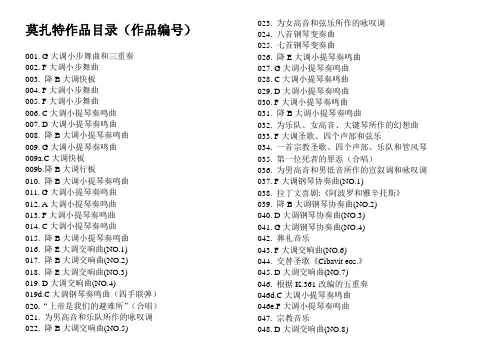 莫扎特作品目录(作品编号)