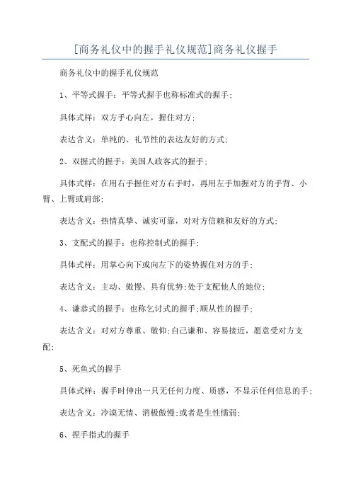 [商务礼仪中的握手礼仪规范]商务礼仪握手