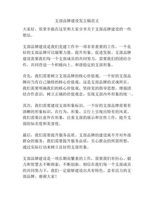 支部品牌建设发言稿范文